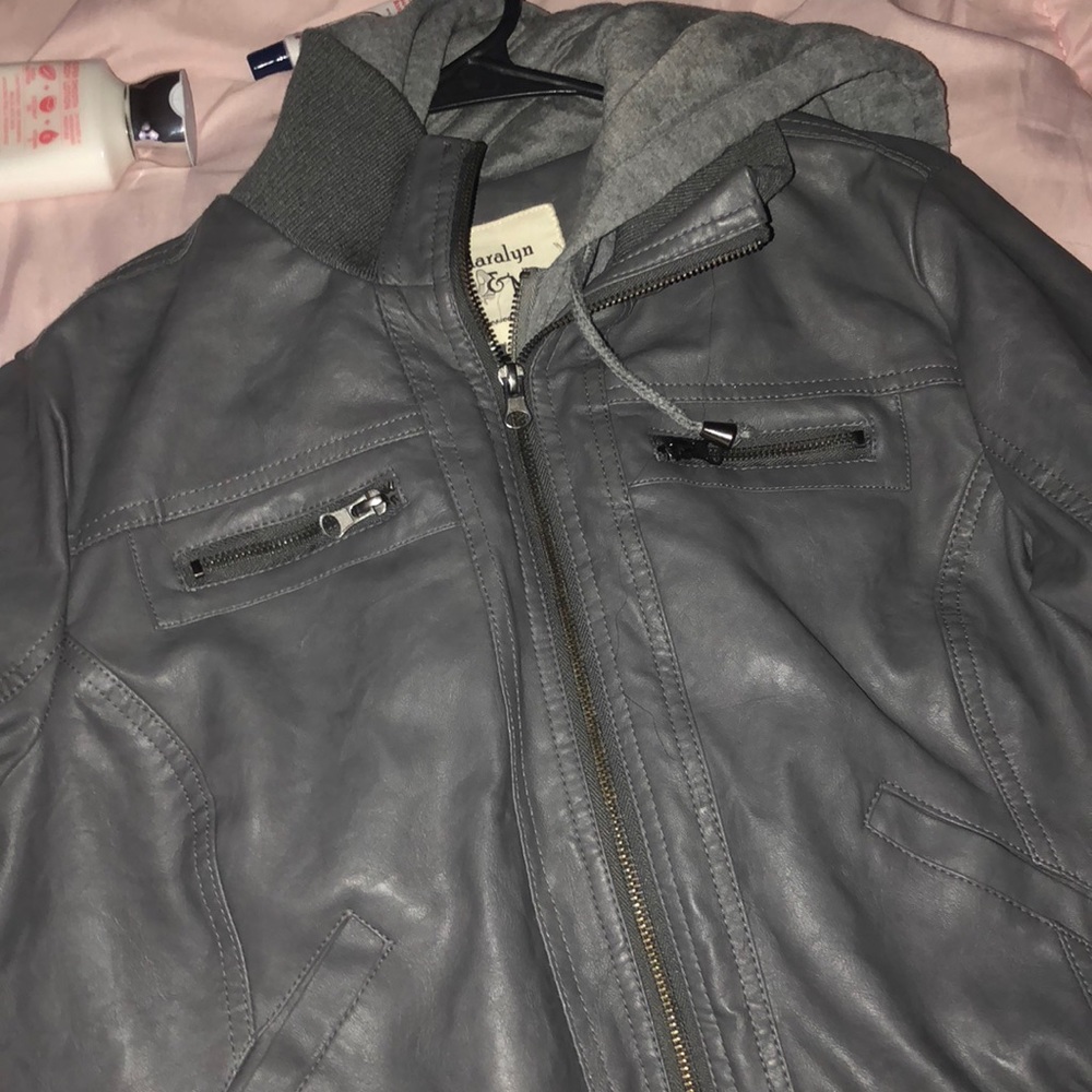 Grey leather jacket